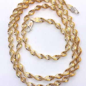 925 Silver Twisted Two Tone Herring Bone 24inch Necklace made in Italy Never Worn