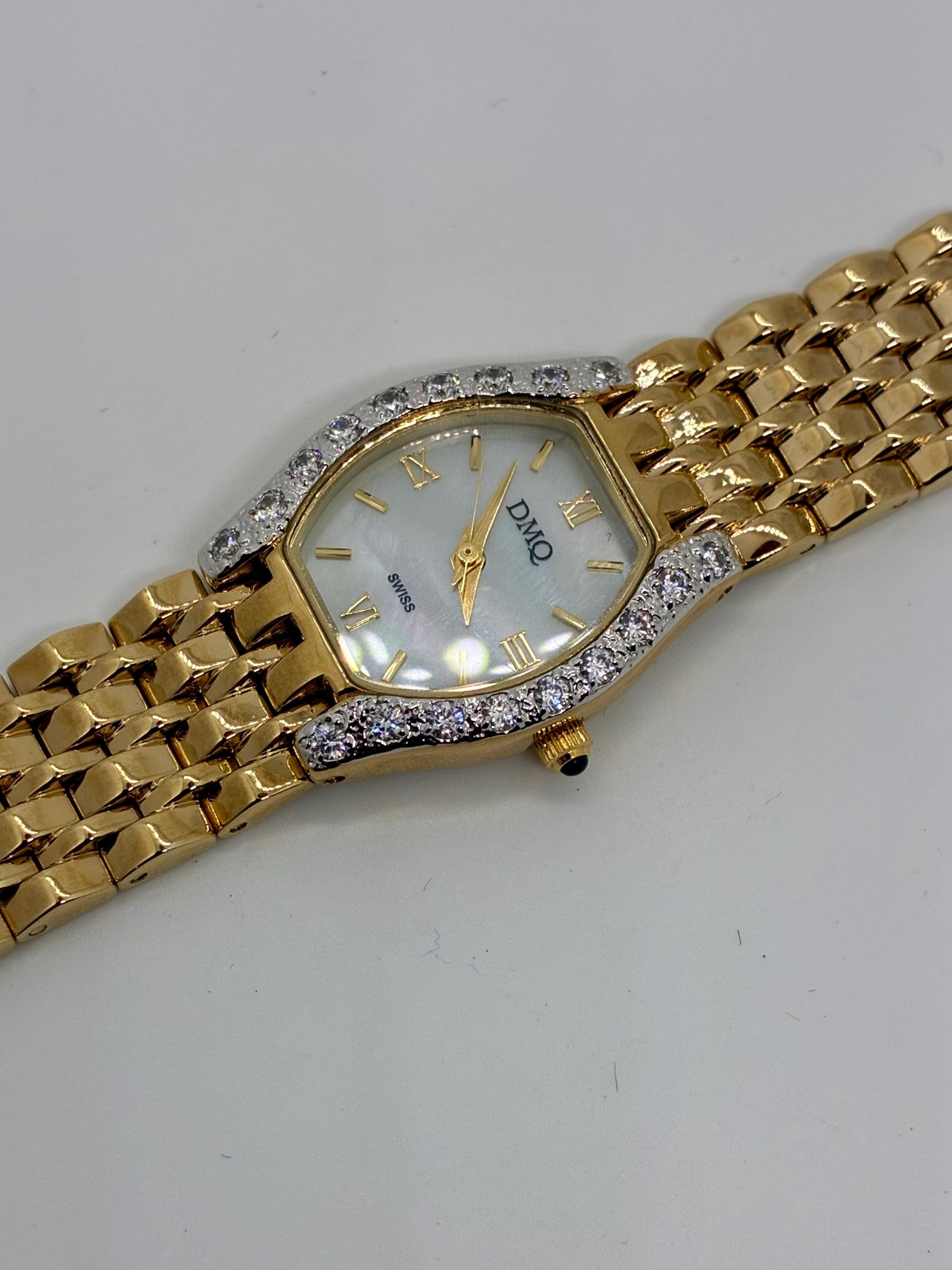 Vintage DMQ Swiss Watch: Mother of Pearl, Crystal Bezel  display picture 2