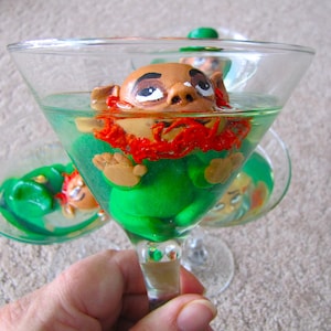 Sweet Leprechaun In Martini Glass Needs A Good Home
