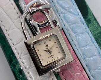 Rare Find Suzanne Somers Pad Lock Watch With Three Leather  display picture 3