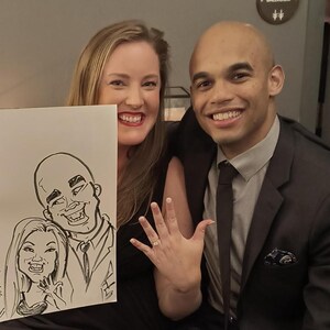 Drawing from Photo, 2 people or animals drawn from photo as cartoon caricature