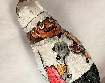 Zucca decorativa dipinta a mano con occhi verdi - Un'originale decorazione per la cucina