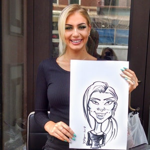 Caricature Drawing from photo - 1 Person  drawn in black and white - personalized gift for your loved one
