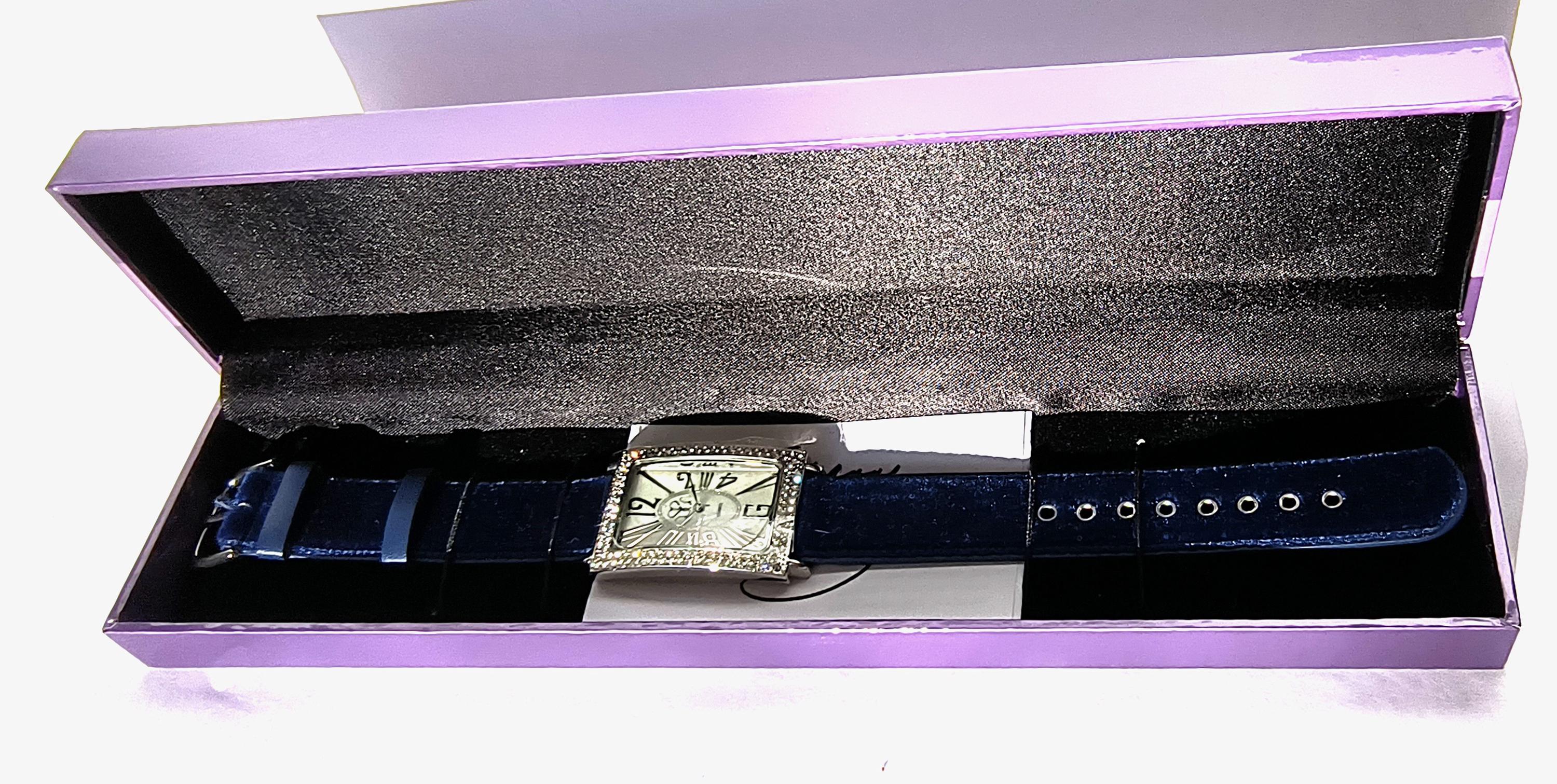 Suzanne Somers Watch & Royal Blue Velvet band Vintage Suzanne Somers Rhinestone Watch: Blue Velvet Band  main image 2
