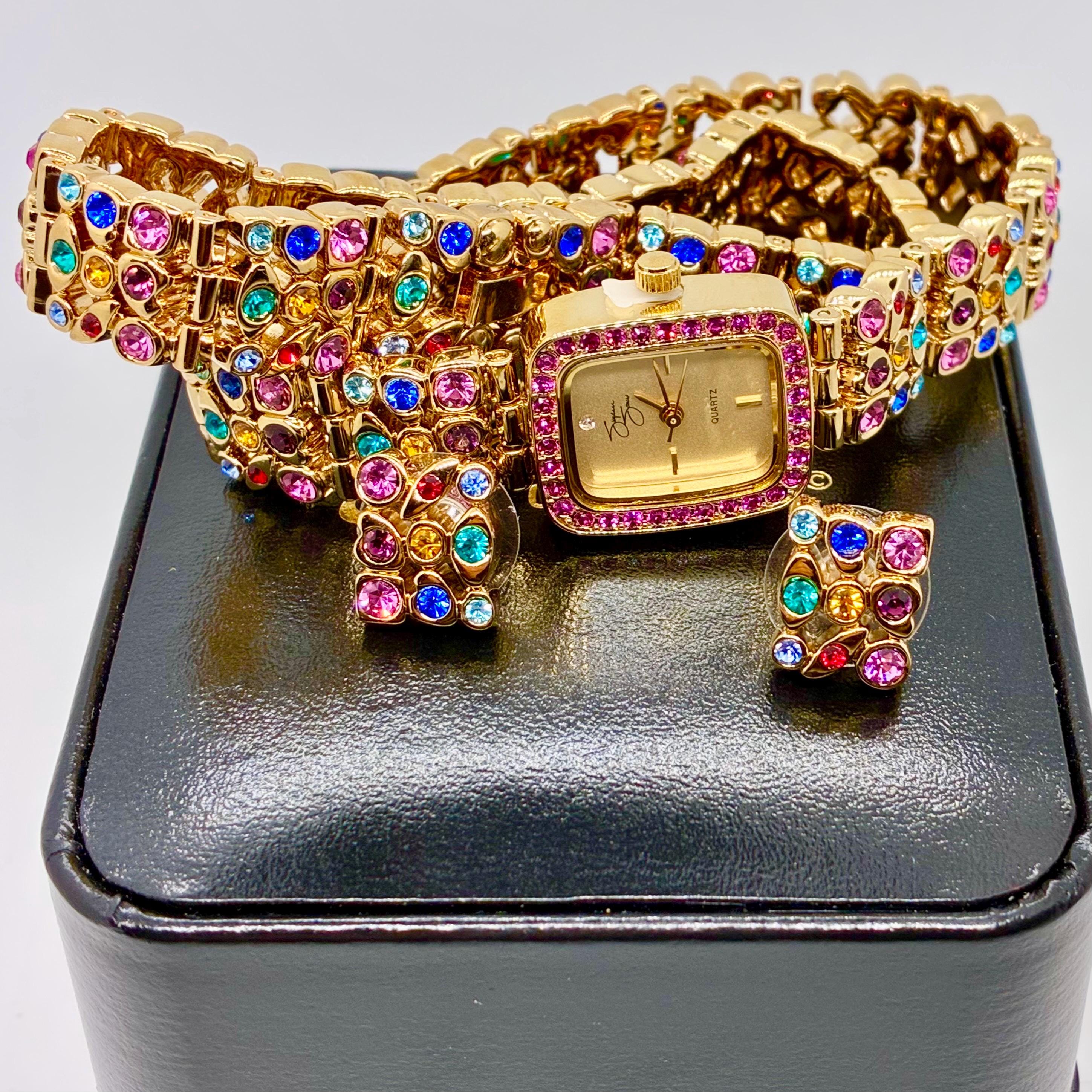 Suzanne Somers Gold Tone Crystal Bracelet Watch Multi-Color Rhinestone Dial Suzanne Somers Gold Tone Crystal Watch | Mercari main image 3