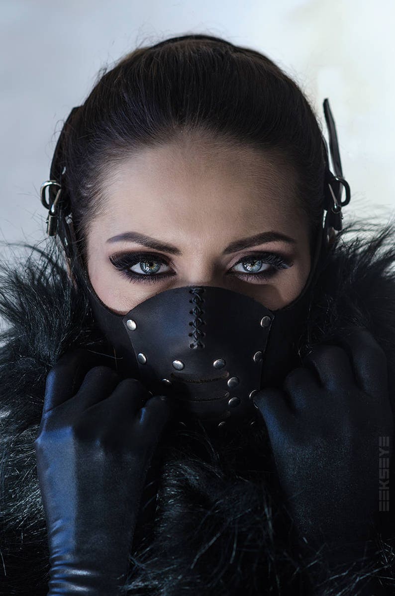 Leather half face mask gothic fetish muzzle mask leather Etsy