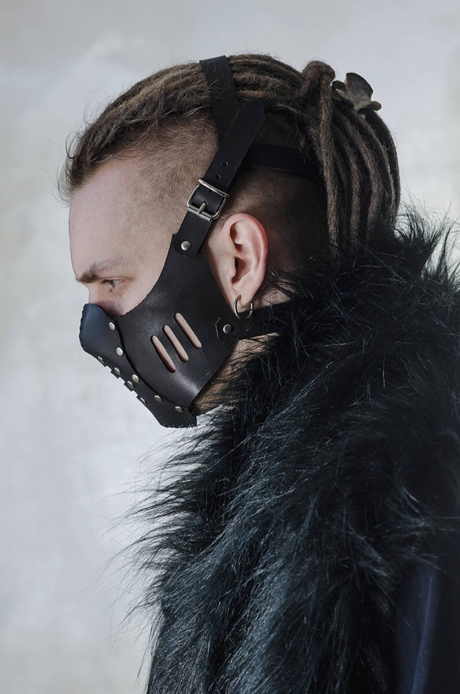 Cyberpunk mask. Leather mask gothic fetish muzzle half face Etsy