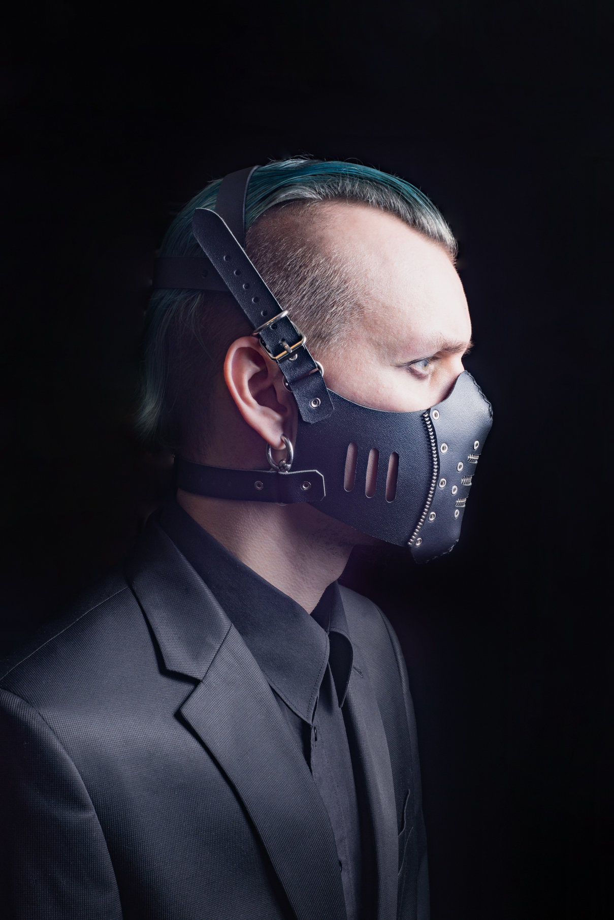 Zipper mouth leather mask half face mask gothic mask Etsy