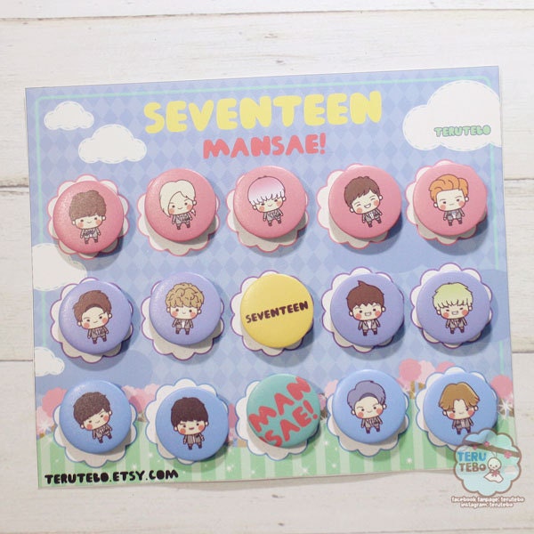 SEVENTEEN kpop pins - Mansae 1.25 button pins / seventeen pins / kpop badges / seventeen mansae