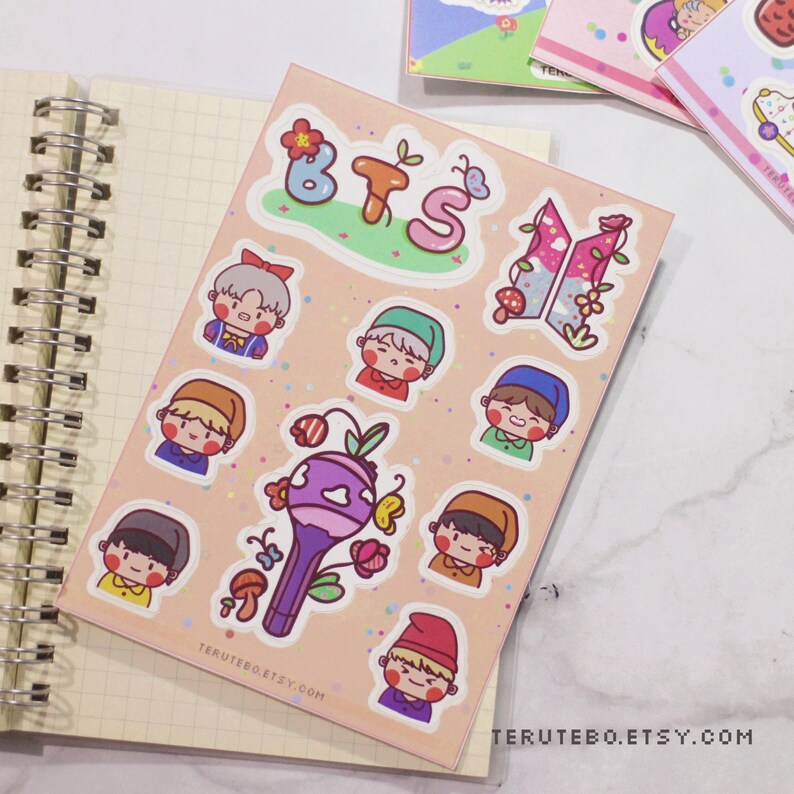 bts stickers pack for laptop phone journal sheet vinyl etsy