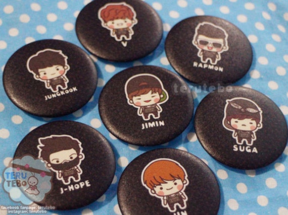 BTS Bangtan Fanmade Pin Badge Kpop ARMY RM V Jimin Jin Suga J-Hope Jungkook