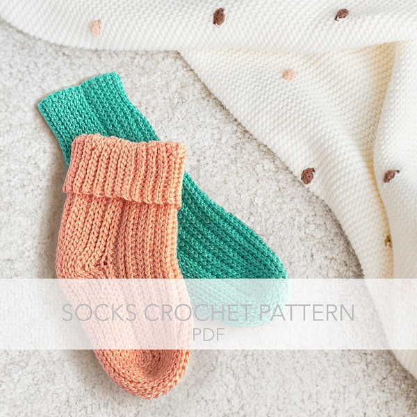 PDF Pattern. Baby and Kids Crochet Socks. English & Spanish