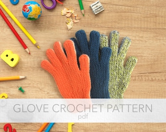 Patrón PDF. Guante de crochet para niños. Ingles Español