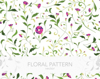 Delicate leaf flower pattern. In white and dark background. Spring colors.