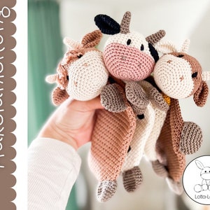 Crochet pattern for a cow comfort blanket