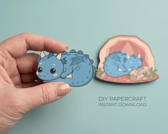 Dragon Paper Craft – Cave Printable, Cut and Glue Activity for Kids, Interactive Bedtime Paper Toy, Sparky Dragon