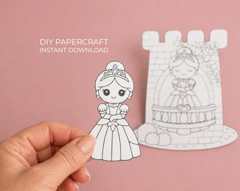 Princess Coloring Craft – Tower Printable, Fairy Tale Coloring Activity for Kids