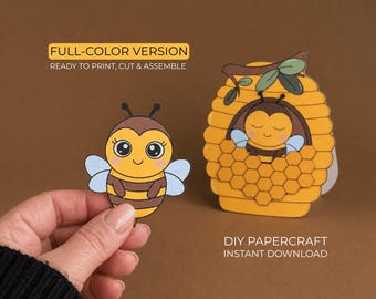Bee Paper Craft – Beehive Printable, Spring Activity for Kids, Cut and Glue Craft
