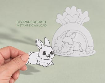Bunny Coloring Craft – Carrot House Printable, Easter Coloring Activity for Kids