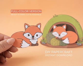 Fox Paper Craft – Woodland Printable, Bedtime Activity for Kids, Quiet Time Craft