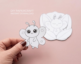 Butterfly Craft Printable | Interactive Papercraft | Coloring Activity for Kids | Instant Download | Paper Toy