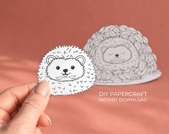 Hedgehog Coloring Craft – Leaf Pile Printable, Cut and Glue Activity for Kids, Fall Coloring Page
