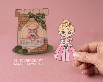 Princess Paper Craft – Tower Printable, Fairy Tale Activity for Kids, Cut and Glue Craft