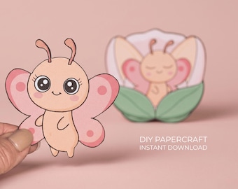 Butterfly Paper Craft – Flower Printable, Bedtime Activity for Kids, Cut and Glue Craft, Elise Butterfly Toy