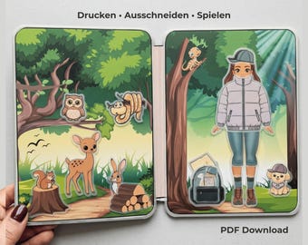 Dollhouse Printable PDF | Forest Adventure with Dog | Printable Quiet Book | DIY Play World for Children | Mila & Fluffz Digital Download