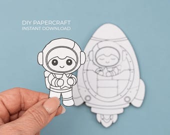 Astronaut Coloring Craft – Rocket Printable, Space Coloring Activity for Kids