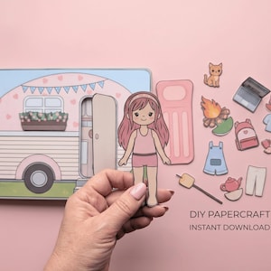 Camper Quiet Book Printable | Paper Doll Busy Book | Camping Activity for Kids | DIY Printable Toy | Instant Download