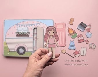 Camper Quiet Book Printable | Paper Doll Busy Book | Camping Activity for Kids | DIY Printable Toy | Instant Download