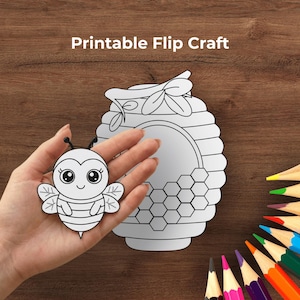 DIY Paper Craft for Kids: Buzzy in the Beehive – Flip-to-Sleep Printable, Interactive Paper Toy, Bedtime Routine Activity (PDF)
