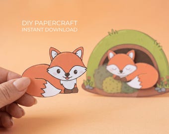 Fox Paper Craft – Woodland Printable, Bedtime Activity for Kids, Quiet Time Craft
