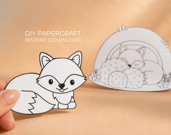 Fox Paper Craft – Flip-to-Sleep Printable, Bedtime Activity for Kids, Quiet Time Craft