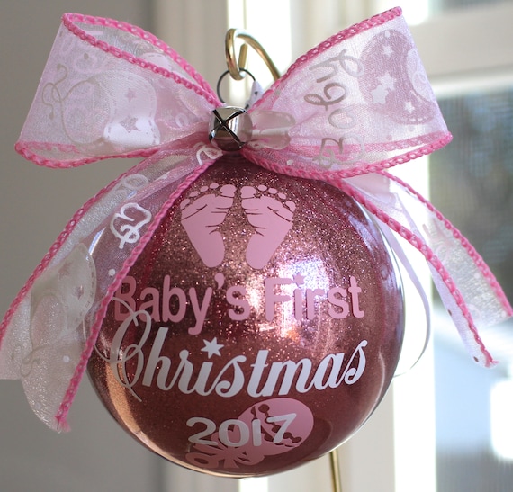 CHRISTMAS GIFT Pink Girl Mitten Personalized Christmas Ornament New Baby/'s 1st