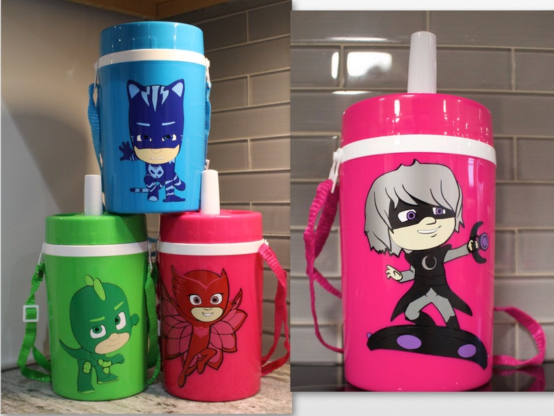 PJ Masks Bottle Water bottle thermos Catboy Owlette or Gekko Etsy