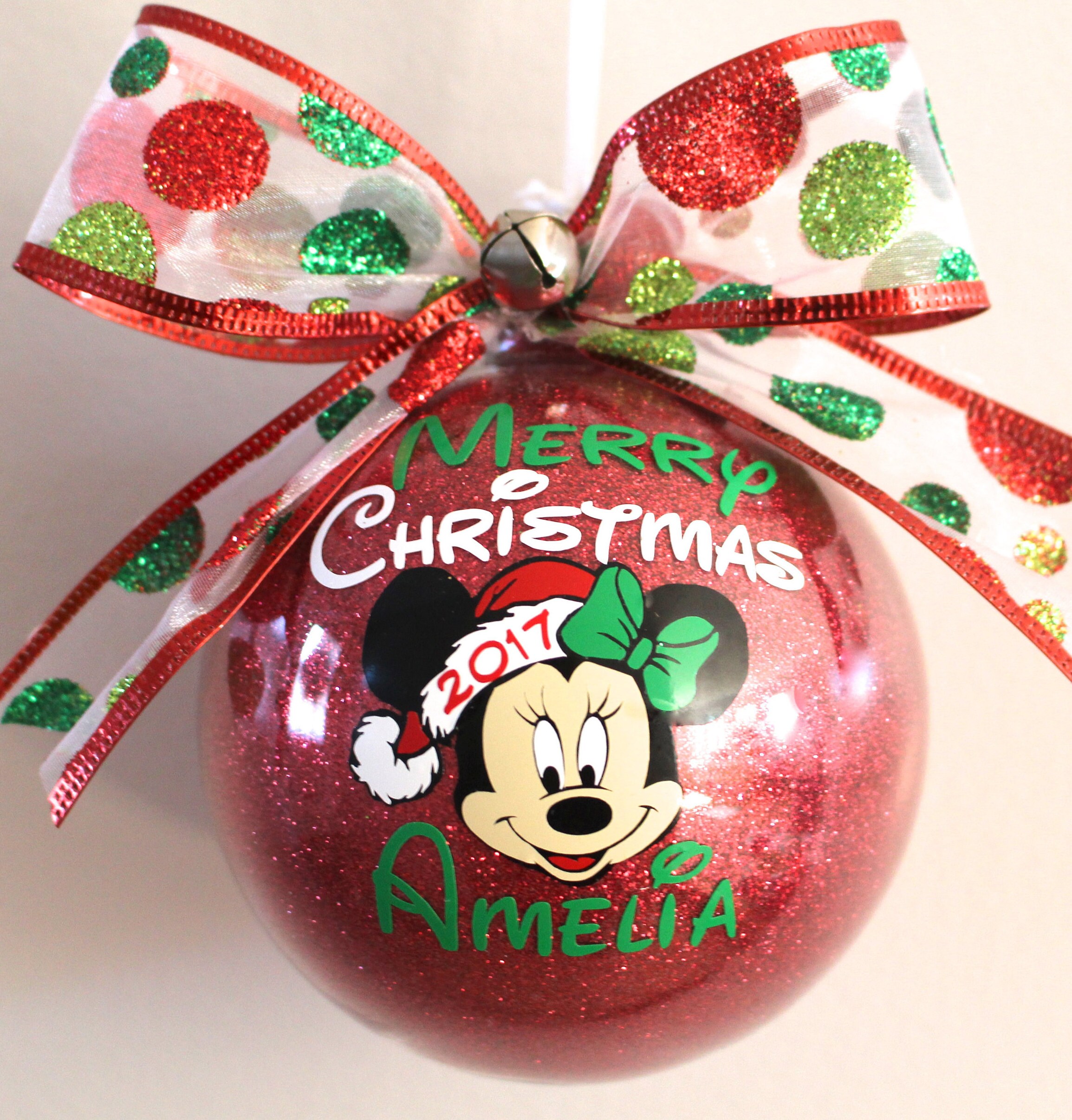 Minnie Mouse Ornament Merry Christmas Ornament with Name & Etsy
