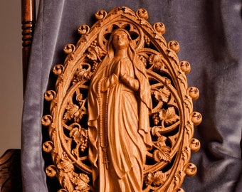 The Holy Rosary Blessed Virgin Mary wooden canvas  Religious gift for woman Wall art work Gift for woman TAX FREE