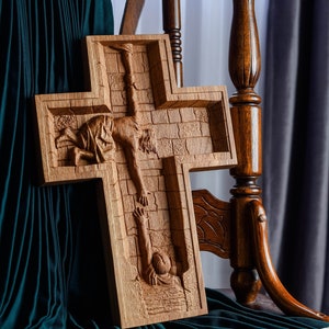 Cruz de madera del Salvador Jesús - Todos los tamaños - Decoración religiosa de madera - Arte cristiano decoración del hogar LIBRE DE IMPUESTOS
