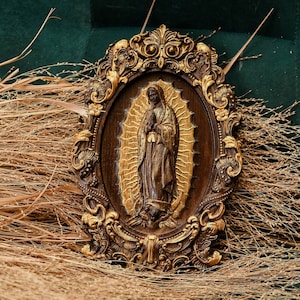 Nuestra Señora de Guadalupe de madera maciza natural - Grabado gratuito - todos los tamaños - Arte mural religioso católico de la Virgen María Ideas de regalo para mujeres