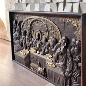 Arte de pared tallado religioso de la última cena, regalo personalizado, tallas de madera, regalos religiosos, decoración cristiana de madera para el hogar