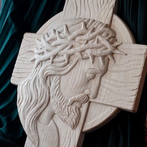 Cruz de madera con corona de espinas de Jesús - Todos los tamaños - Decoración religiosa de madera - Arte cristiano decoración del hogar LIBRE DE IMPUESTOS
