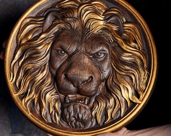 Applique. Lion Head Hand Carving Corbel