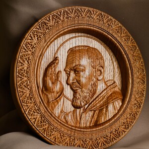 Father Pio  wooden carved wall picture personalized gift Christian gift  wall plaque housewarming gift