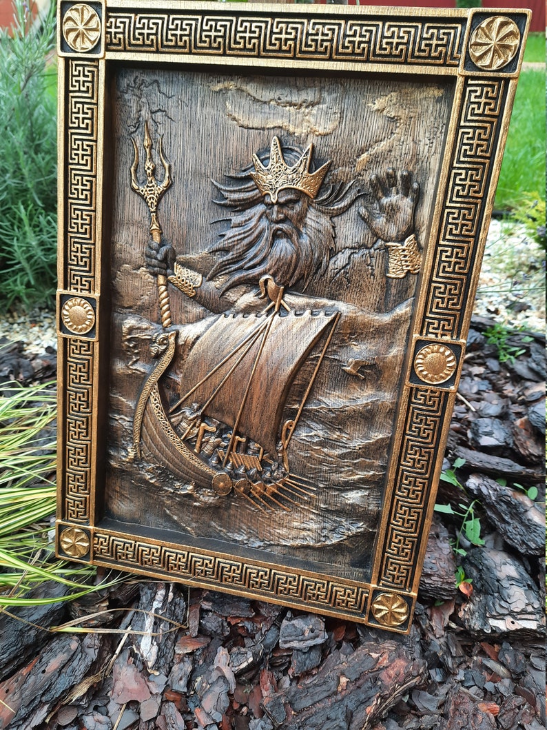 Njord Wooden Wall Carving Vikings Wall Pediment Skandinavian Etsy