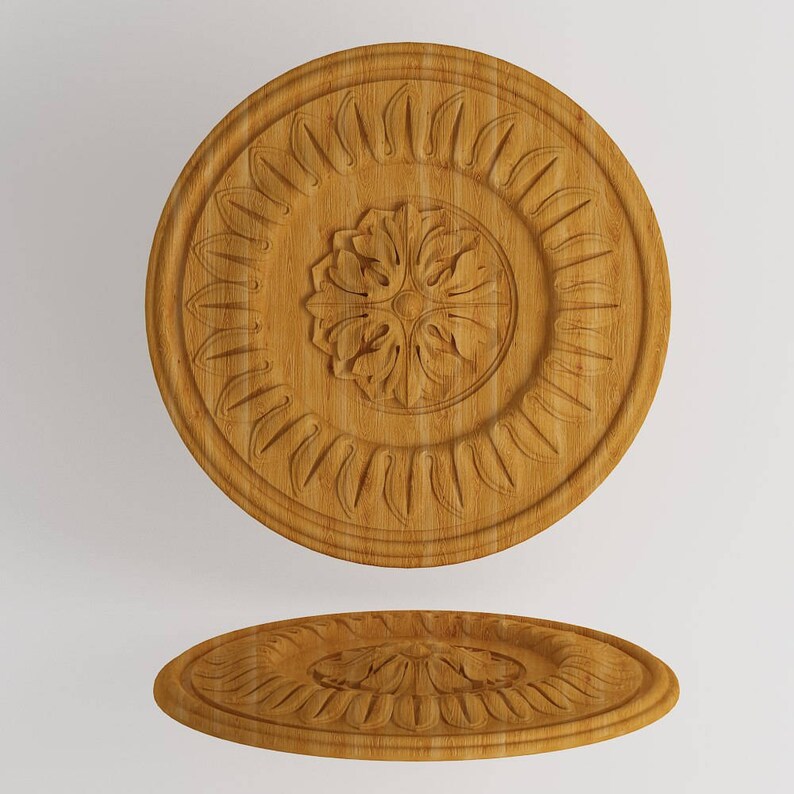 Furniture Wood Appliques Onlay Wood Carved Rosettes Applique Etsy