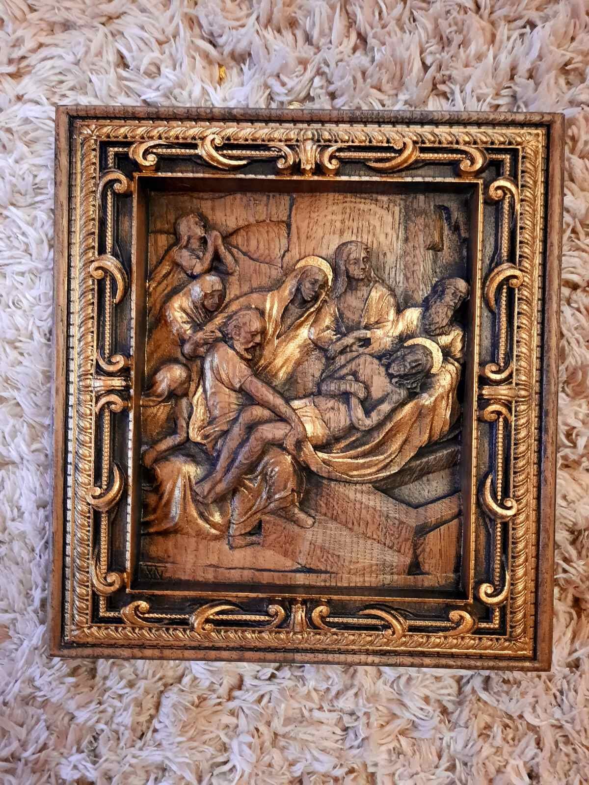 Stations of the cross Way of the Cross 14th station Pilate condemns Jesus to die Way of Sorrows Wood Carving Religious icon TAX FREE