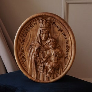 Virgin Mary icon  Wooden wall art - Religious personalized gifts for mom, gifl, first communion gift, 5th anniversary - modern Christian art