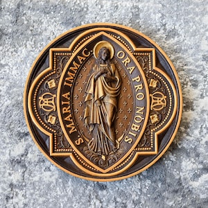 Our Lady of Lourdes Virgin Mary wooden wall plaque - Christian Christmas gift Religious home decor & house warming gift TAX FREE